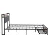 FULL Size Metal Platform Bed Frame with upholstery storage function Headboard and USB LINER and Footboard with drawers