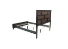Grey Finish 1pc King Size Panel Bed Beautiful Wooden Bedroom Furniture Box Design Headboard FB Rubber wood Paper veneer - as Pic