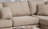 Sand Color 3pcs Sectional Living Room Furniture Reversible Chaise Sofa And Ottoman Polyfiber Linen Like Fabric Cushion Couch - as Pic