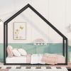Twin Size Metal House Bed Kids Bed, Black - as pic