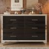 Elegant High Gloss Dresser with Metal Handle,Mirrored Storage Cabinet with 6 Drawers for Bedroom,Living Room - Black - MDF