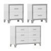 3-Pieces Sets,Dresser and Two Nightstands with Metal Handles and Mirror Decoration, Elegant - White - MDF