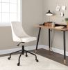 Marche Contemporary Adjustable Office Chair with Casters in Black Metal and White Faux Leather by LumiSource - as Pic