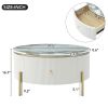 Modern Round Coffee Table with 2 large Drawers Storage Accent Table(31.5'') - as Pic