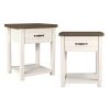 Drawer Nightstand; Set of 2 - Ivory - Medium Density Fibreboard, Laminate, Wood Composite, Metal