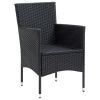 5 Piece Patio Dining Set with Cushions Poly Rattan Black - Black