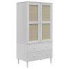Wardrobe SENJA Rattan Look White 35.4"x21.7"x68.9" Solid Wood Pine - White
