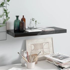 Floating Wall Shelf High Gloss Black 23.6"x9.3"x1.5" MDF - Black