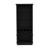 Bar Cabinet 70"H with Wine Rack, Upper Glass Cabinet, three Open Storage Shelves and One Cabinet,Black - as Pic