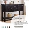 48'' Solid Wood Sideboard Console Table with 2 Drawers and Cabinets and Bottom Shelf, Retro Style Storage Dining Buffet Server Cabinet-Espresso