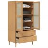 Wardrobe SENJA Rattan Look Brown 35.4"x21.7"x68.9" Solid Wood Pine - Brown