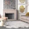 Gloss White Faux Fur Area Rug - as Pic