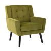 Modern Soft Velvet Material Ergonomics Accent Chair Living Room Chair Bedroom Chair Home Chair With Black Legs For Indoor Home - Green