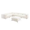 Large Modular Sectional Sofa Sectional Couch with Storage Chenille Sectional Sofa for Living Room, White - as Pic