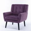 Modern Soft Velvet Material Ergonomics Accent Chair Living Room Chair Bedroom Chair Home Chair With Black Legs For Indoor Home - Lavender purple