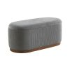 Lift Top Storage Bench Foam Cushioned Seat Gray Corduroy Fabric Upholstery 1pc - as Pic
