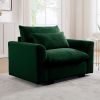 Green Corduroy Deep Seat Single Sofa Accent Chair,Deep Seat Couch with Waist Pillow for Living Room/Apartment/Office - as Pic