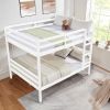 Full over Full Bunk Bed with Ladder,Wooden Bunk Bed with High Guardrail and Ladder- White - Wood