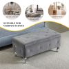 End Of Bed Large Upholstered Storage Benches Footrest With Crystal Buttons (Grey)