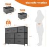 Desser For Bedroom With 7 Fabric Drawers Organizer Storage Closet Chest Clothes For Living Room Display Cabinet Of Furniture - Grey