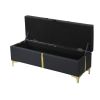 Elegant Upholstered Storage Ottoman,Storage Bench with Metal Legs for Bedroom,Living Room,Fully Assembled Except Legs,Black - as Pic