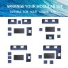 Small space patio furniture 7-piece outdoor furniture set, backyard furniture set, waterproof seat cushion, glass table, space saving, Dark blue