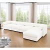 Modular Sectional Sofa with Storage, Cylindrical Backrest and Armrests Deep Comfortable Seating, White - as Pic