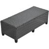 5-Piece Outdoor Patio Rattan Sofa Set; Sectional PE Wicker L-Shaped Garden Furniture Set with 2 Extendable Side Tables; Brown - Gray