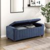 Contemporary Upholstered Bench with Internal Storage 1pc Durable Plywood Frame Blue Boucle - as Pic