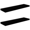 Floating Wall Shelves 2 pcs High Gloss Black 35.4"x9.3"x1.5" MDF - Black