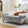 62" Bedroom Tufted Button Storage Bench, Modern Fabric Upholstered Ottoman (Grey)