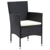 5 Piece Patio Dining Set with Cushions Poly Rattan Black - Black