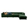 Modular Sectional Sofa with Storage, Cylindrical Backrest and Armrests Deep Comfortable Seating, 4 Seat L- Shaped Sofa, Green - as Pic
