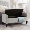 Upholstered Tufted Button Storage Bench with nails trim,Entryway Living Room Soft Padded Seat with Armrest,Bed Bench-Gray - as Pic