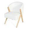 Modern Accent Chair with White Upholstery and Solid Wood Frame, Minimalist Lounge Chair for Living Room, Bedroom, or Office - as Pic