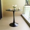 31.5" White Round Dining Table, Tulip Table Kitchen Dining Table 2-4 People with MDF Table Top & Pedestal Base- Black