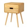 Wood Nightstand End Side Table with Drawer & Solid Wood Legs for Living Room, Bedroom - as picture