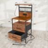 Set of 2 Nightstand with Fabric Drawers, Bedside Table with Charging Station and LED Lights, End Table with USB Ports & Outlets