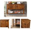 48'' Solid Wood Sideboard Console Table with 2 Drawers and Cabinets and Bottom Shelf, Retro Style Storage Dining Buffet Server Cabinet(Brown)