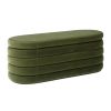 Fuji 49" Upholstered Oval Storage Bench, Olive Green Performance Velvet - as Pic