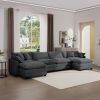 Corduroy Sofa , Modern Upholstered 4 Seater with 3 Footstools Corduroy Fabric Sofa , Office Living Room Apartment Comfortable Sofa