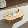 39.37 Inch Modern Coffee Table,MDF Oval Coffee Table for Living Room,Small Coffee Table with Sturdy Pedestal for Apartment,Bedroom - Oak - MDF