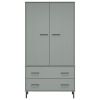 Wardrobe with Metal Legs Gray 35.4"x21.7"x67.9" Solid Wood OSLO - Gray
