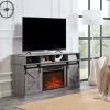 Modern Farmhouse TV Media Stand, Large Barn Inspired Home Entertainment Console, with 23" Fireplace Insert, for TV Up to 65'' - Grey