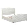 Marcella Upholstered Shelter Headboard Bed Set, King, Antique White Polyester - as Pic