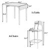 Farmhouse 5-piece Counter Height Drop Leaf Dining Table Set with Dining Chairs for 4pcs - Rustic Brown - Metal