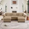 Extra Large and Deep Seat 3 - Seat U Shaped Sectional Sofa Couch With Storage Seats and Storage Ottomans, Modern Velvet 3 Seater Sofa