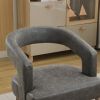 25.79" Wide Modern Barrel Open Back Accent Chair with Wooden Legs for Dining Room, Club, Kitchen and Living Room.Gray PU - as Pic