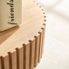 43.70 Inch Modern Handcraft Drum Coffee Table Oval Coffee Table for Living Room - Natural Ash