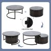 GO 9-Pieces Outdoor Half-moon Patio Sofa Set, Round Sofa Set, Modern Style Sofa, Brown Wicker, Beige Cushion - as Pic